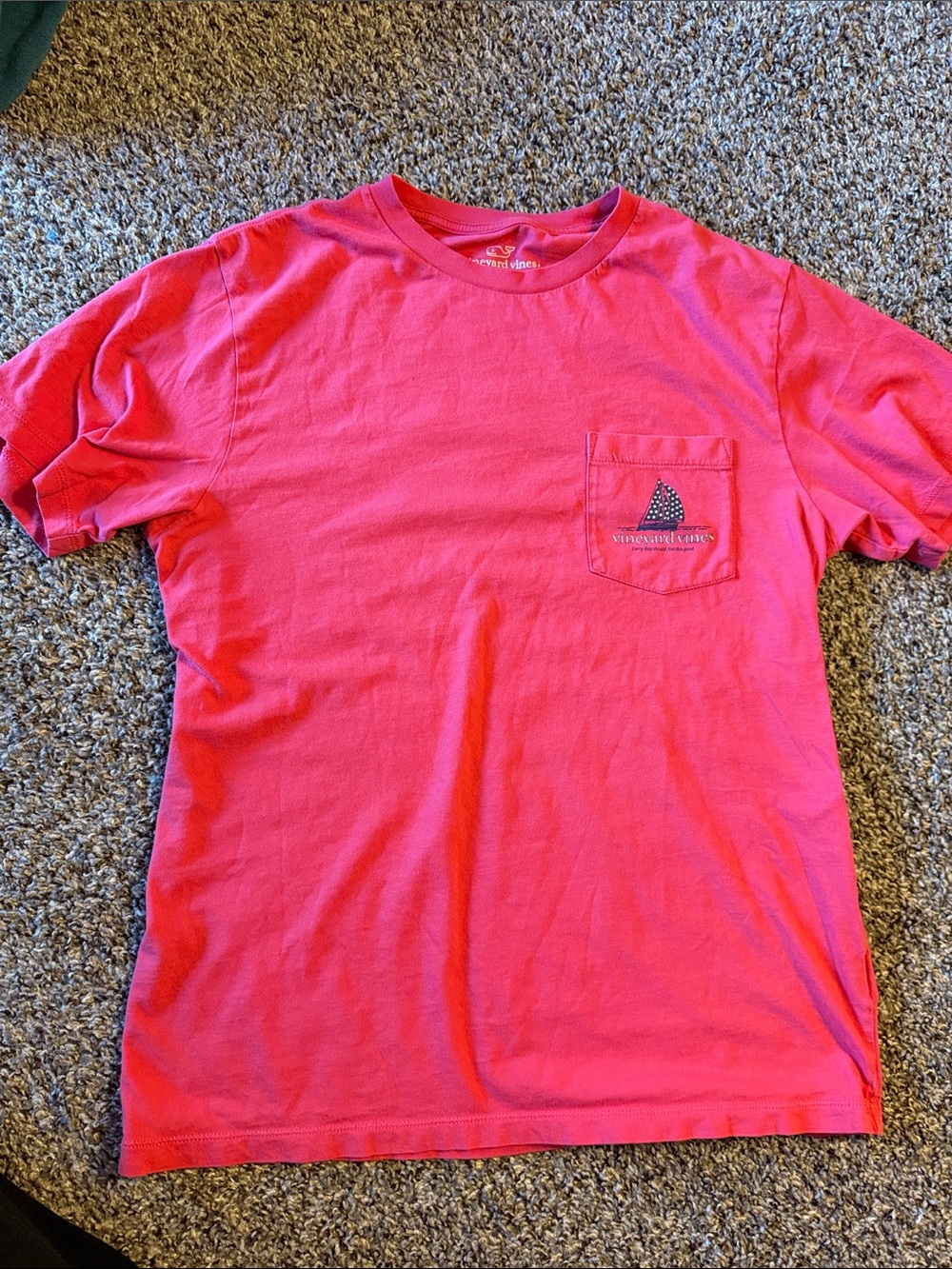 Vineyard Vines Men’s or Women’s Bright Pink Pocket Tee with Sailboat Logo